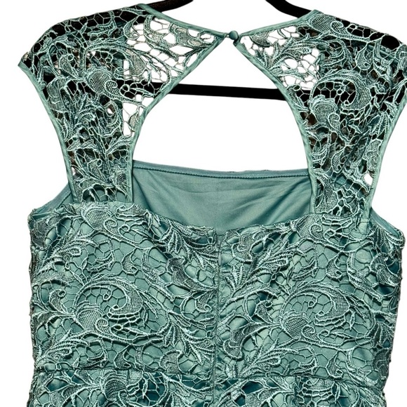 ADRIANNA PAPELL Lace Square Neck Formal Cocktail Blue Dress Size 12 - Picture 9 of 12